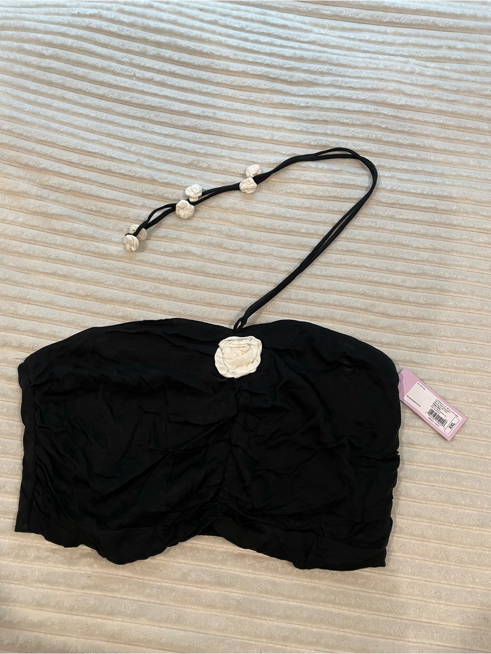 Target Black Bandeau Top with White Rose Accent